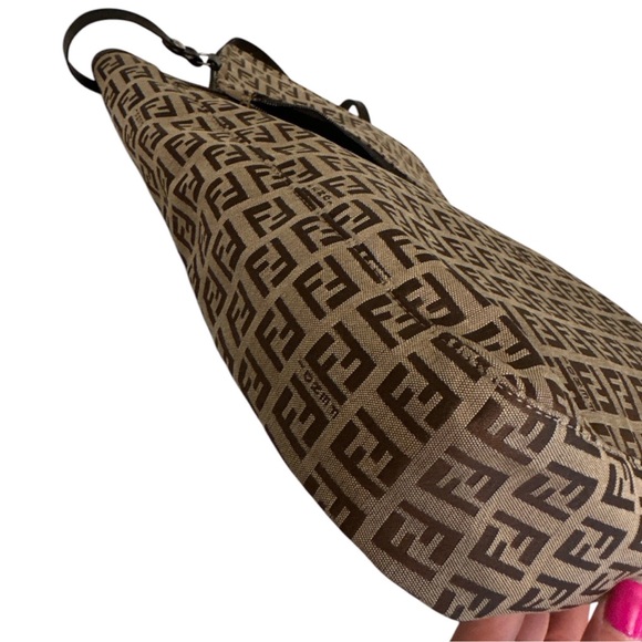 Fendi Zucca FF Logo Canvas Tote with Attached Pouch - Picture 10 of 15